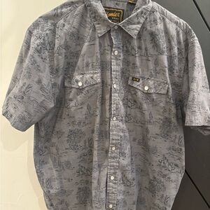 Howler Brothers Short-Sleeve Button-Up Shirt in Grey Print